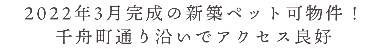 2022年3月完成の新築ペット可物件!千舟町通り沿いでアクセス良好