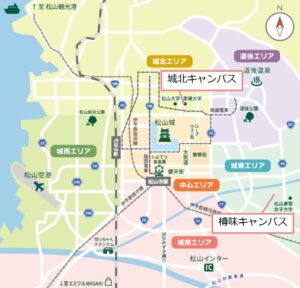 愛媛大学キャンパス位置